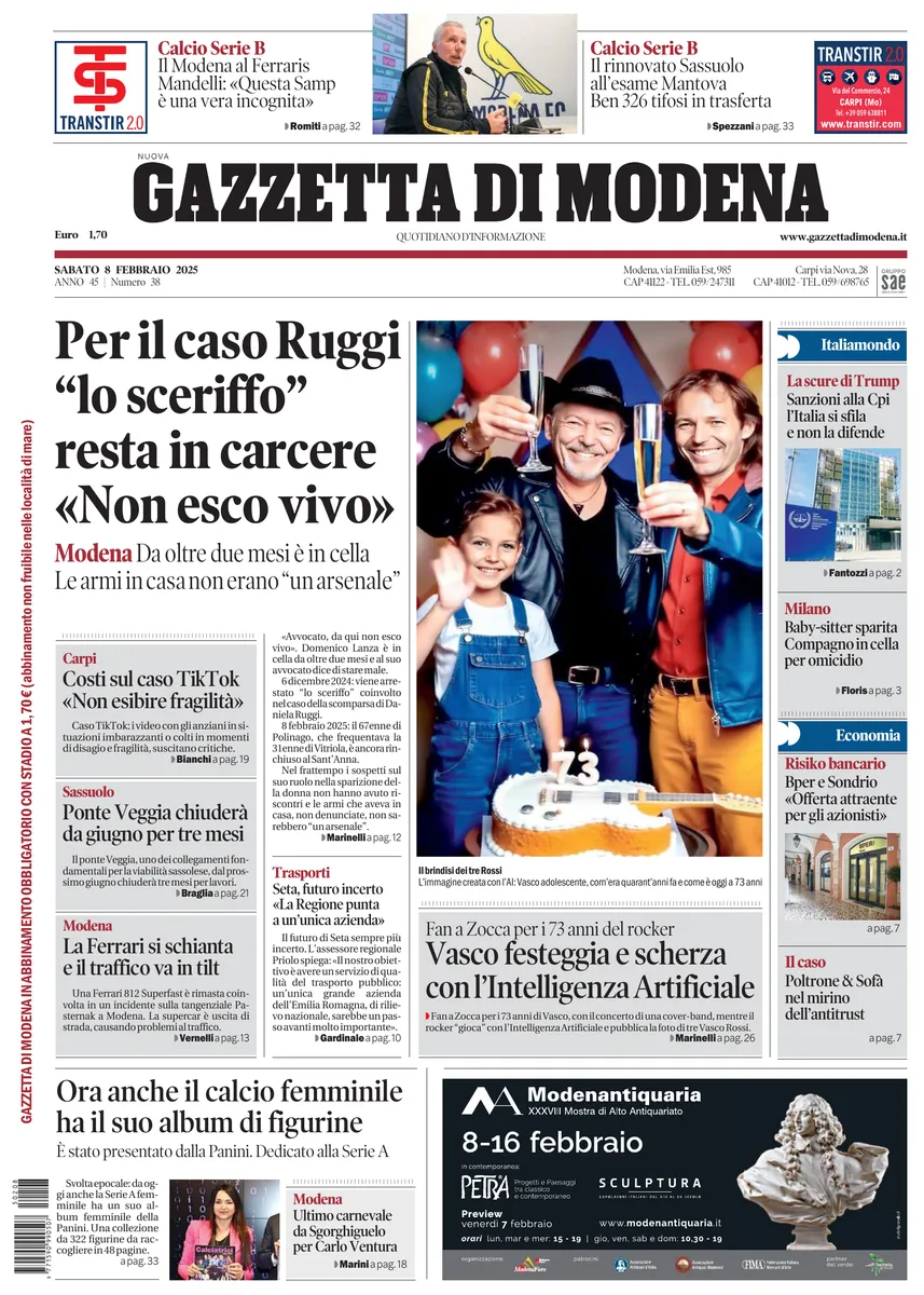 Prima-pagina-gazzetta di modena-oggi-edizione-del-2025-02-08